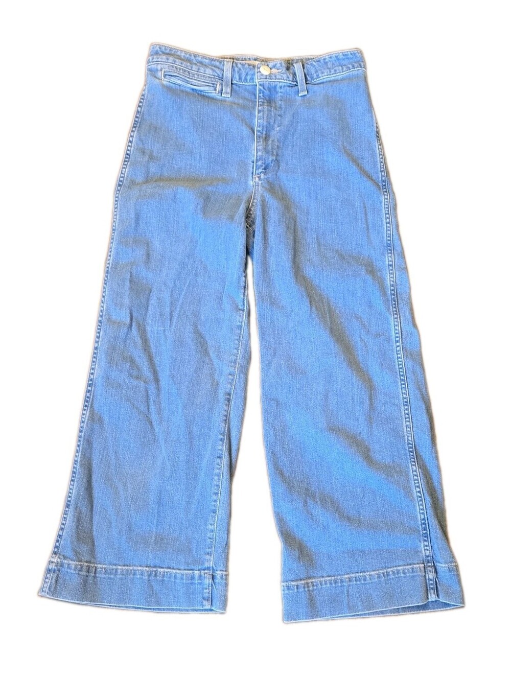 Madewell Emett Wide Leg Crop Sz 28 Light Wash Jeans High Rise Boho Hippie
